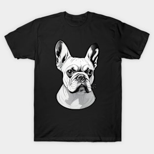 Black and White French Bulldog Design T-Shirt